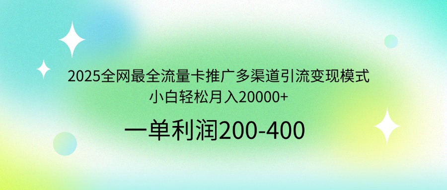 2025全网最全流量卡推广多渠道引流变现模式，小白轻松月入20000+-续财库