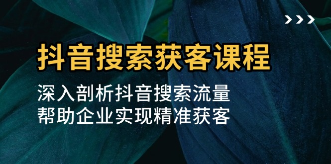 抖音搜索获客课程：深入剖析抖音搜索流量，帮助企业实现精准获客-续财库