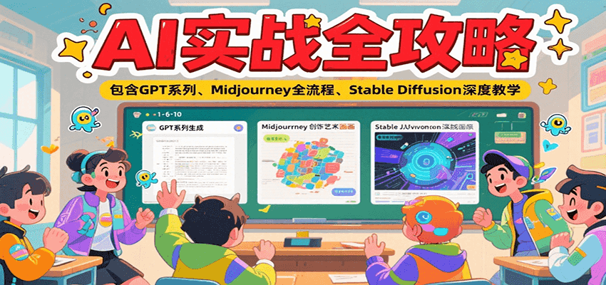 AI实战全攻略，包含GPT系列、Midjourney全流程、Stable Diffusion深度教学-续财库