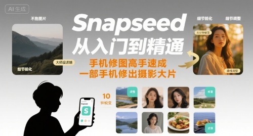 Snapseed从入门到精通,手机修图高手速成,一部手机就能修出摄影大片-续财库