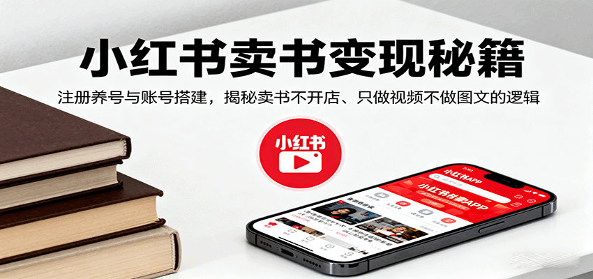 小红书卖书变现秘籍,注册养号与账号搭建,揭秘卖书不开店、只做视频不做图文的逻辑-续财库