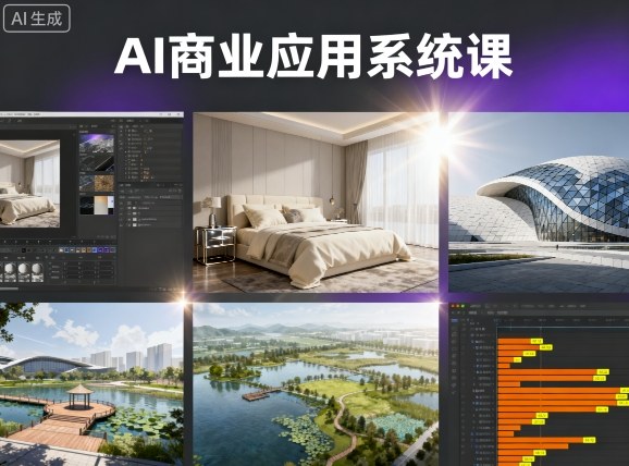 AI商业应用系统课,室内-软装-建筑-景观,智能设计+效果图+动画画实战-续财库