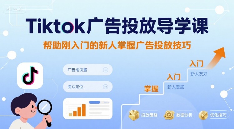 Tiktok广告投放导学课，帮助刚入门的新人掌握广告投放技巧-续财库
