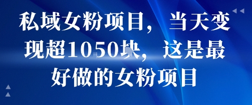 私域女粉项目，当天变现超1k，这是最好做的女粉项目，可放大操作-续财库