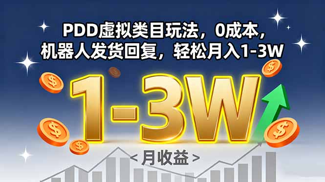 PDD虚拟类目玩法,0成本,机器人发货回复,轻松月入1-3W-续财库