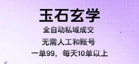 玉石玄学全自动私域成交，一单99每天十单以上，无需人工和矩阵账号，蓝海项目直接干【揭秘】-续财库