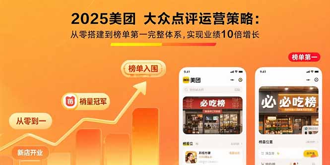 2025美团 大众点评运营策略:从零搭建到榜单第一完整体系,实现业绩10倍增长-续财库