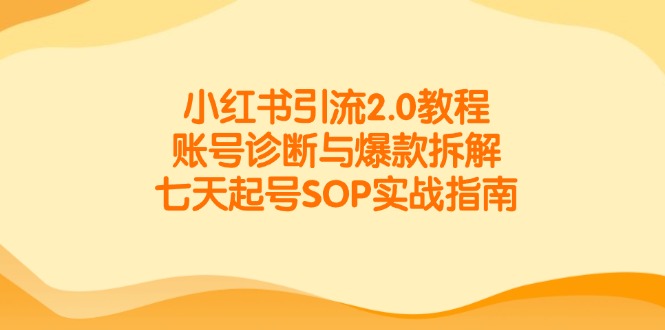 小红书引流2.0教程,账号诊断与爆款拆解,七天起号SOP实战指南-续财库