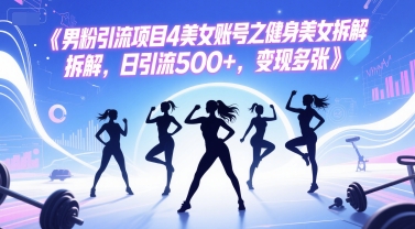 男粉引流项目4美女账号之健身美女拆解，日引流500+，变现多张-续财库