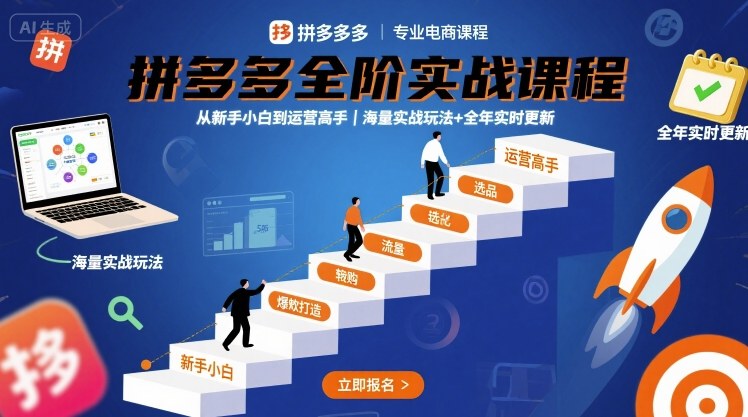 拼多多全阶实战课程，从新手小白到运营高手，海量实战玩法+全年实时更新【2025年9月更新】-续财库