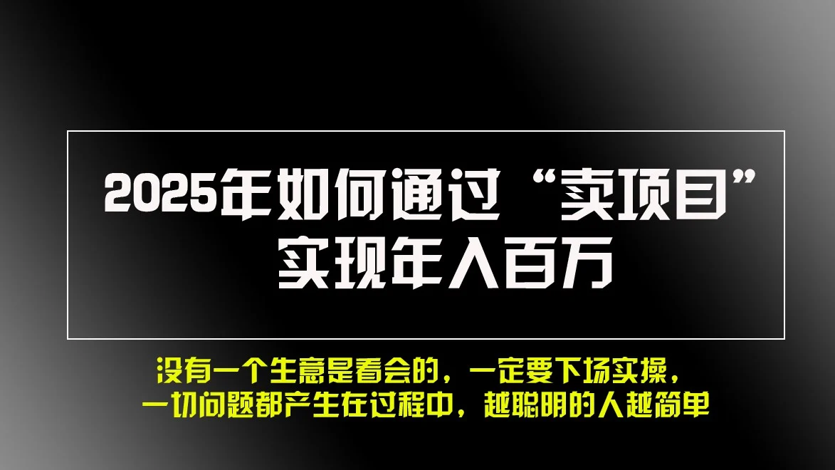2025年如何通过“卖项目”实现年入百万-续财库