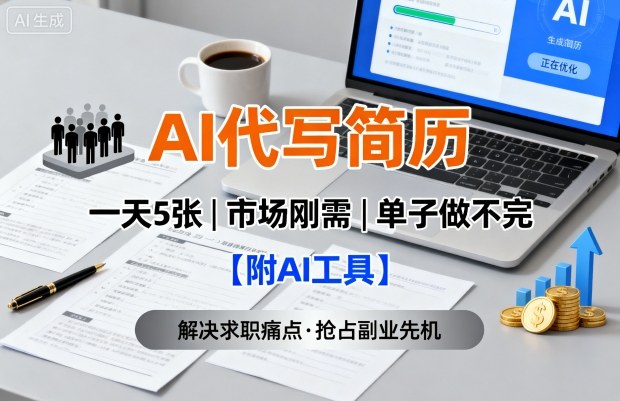 AI代写简历，一天5张，今年找工作难，市场刚需，单子做不完【附AI工具】-续财库