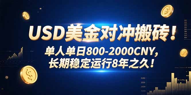 USD美金对冲搬砖!单人单日800-2000CNY,长期稳定运行8年之久!-续财库